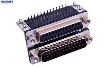 Noir bas du mâle 25 des connecteurs 25 d'entrée-sortie de combinaison de VGA plat d'insertion de 90 degrés